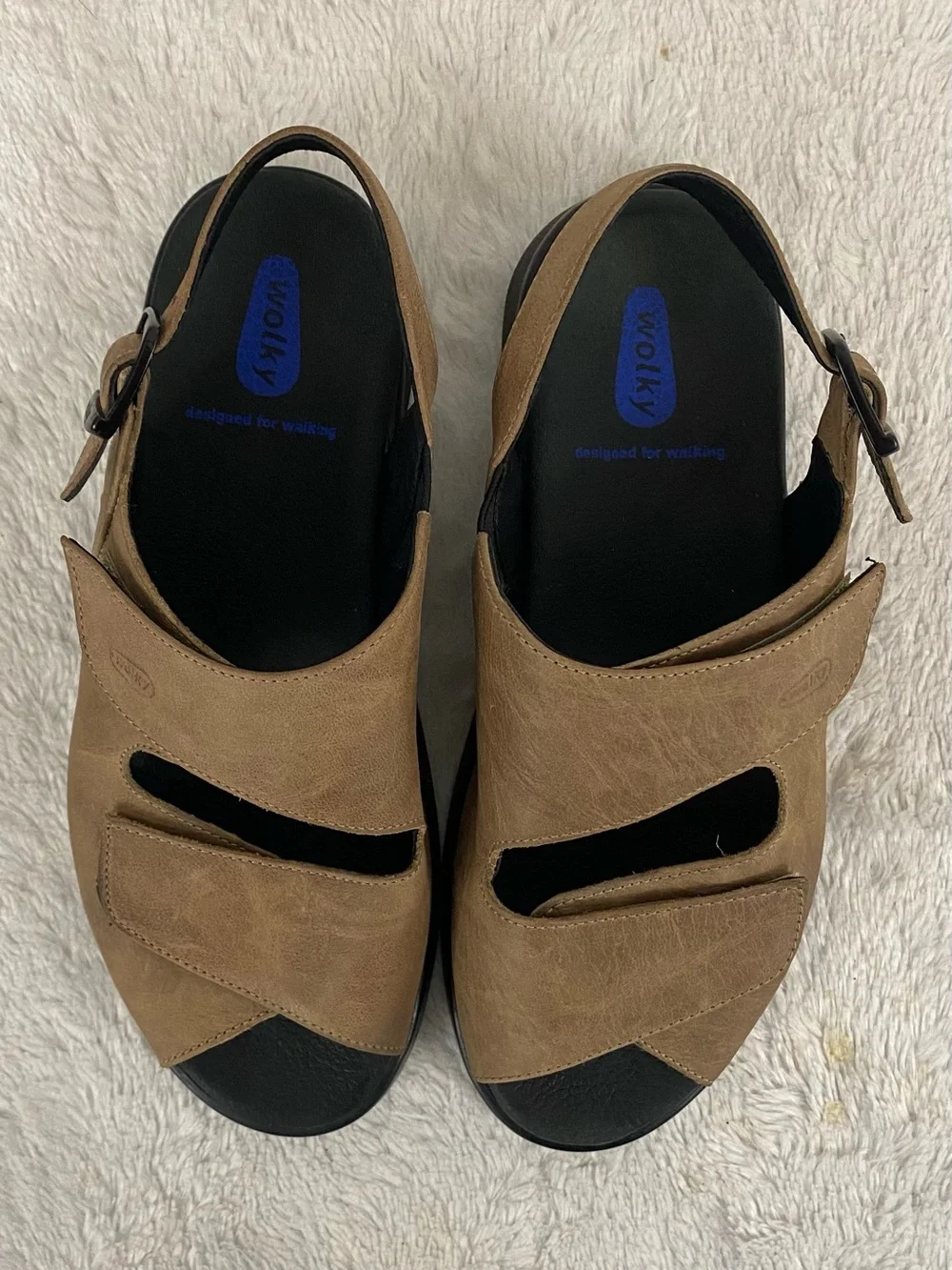 Wolky Nimes Tan Leather Slingback Adjustable Sandals Euro Size 39 (US 8)